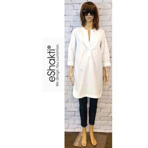 eSHAKTI, Trapunto Trim 100% cotton white tunic